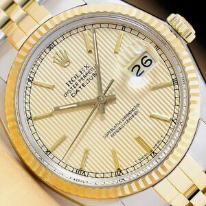 Rolex Men's Datejust 36mm 18k Champagne Dial Factory Watch